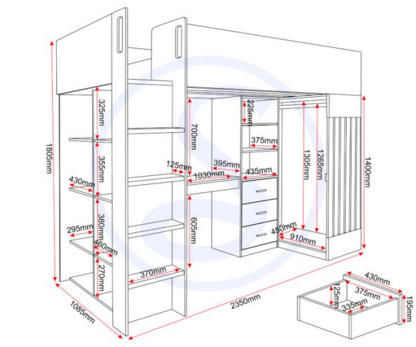 Jupiter High Sleeper Bed - Image 5