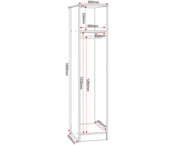 Malvern 1 Door Wardrobe - Image 3