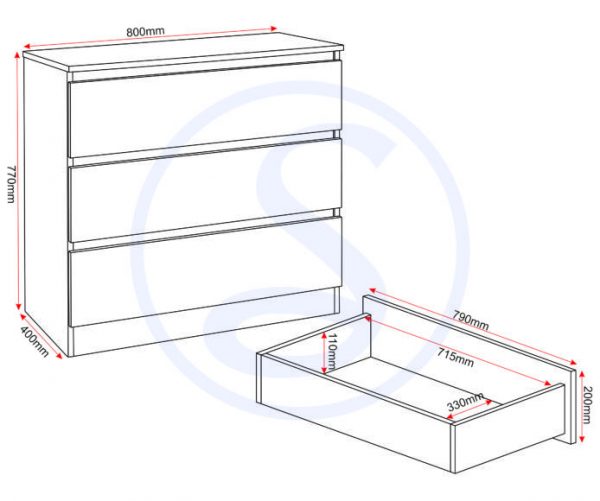 Malvern 3 Drawer Chest - Image 3