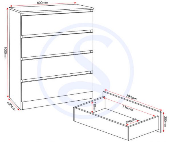 Malvern 4 Drawer Chest - Image 3