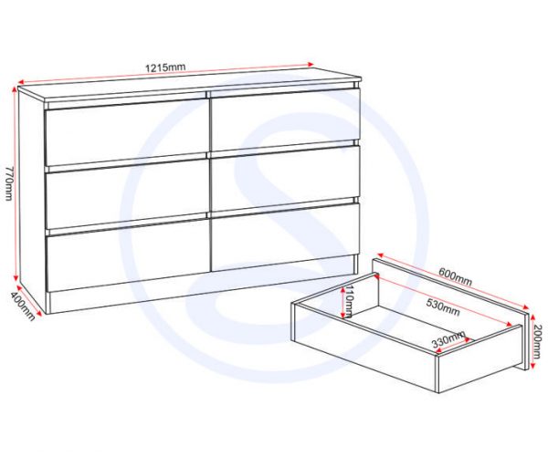 Malvern 6 Drawer Wide Chest - Image 3
