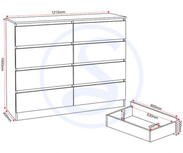 Malvern 8 Drawer Wide Chest - Image 4