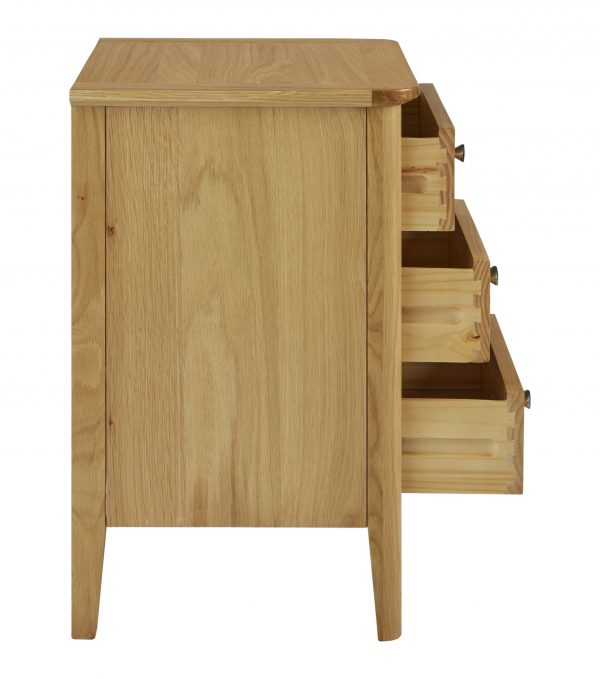 Bristol Oak 3 drawer bedside - Image 2